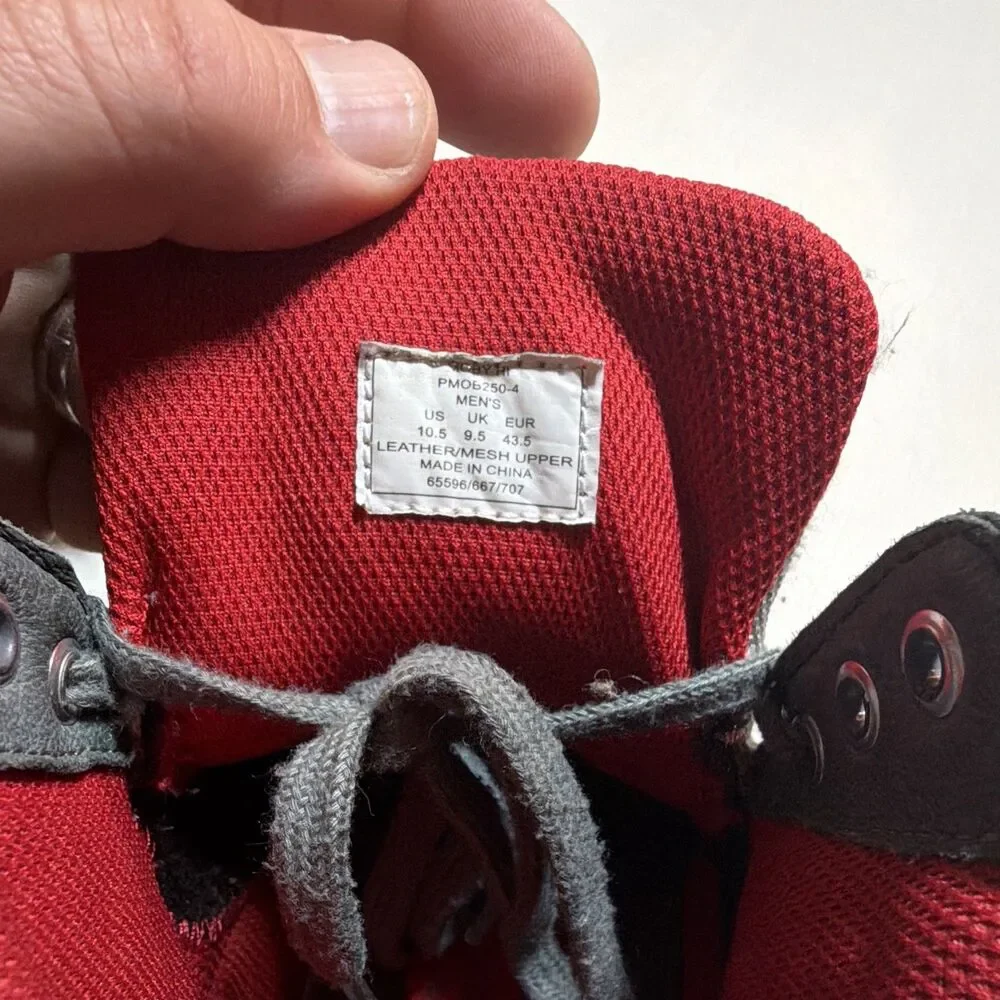 Original Penguin Moby Hi Men's High Top Sneakers Gray Red Leather Mesh Size 10.5